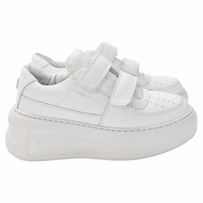 Seamless performance Quick Dry Inner Sock Acne Studios Velcro Strap Platform Sneakers in White Cow Leather