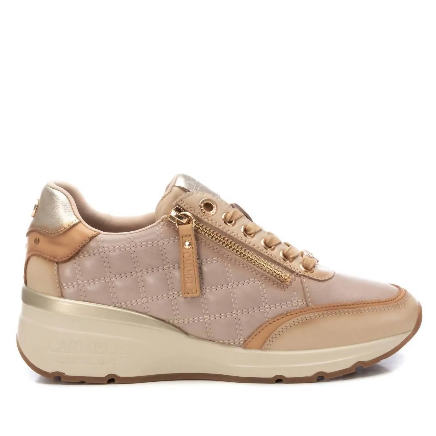 Women's Leather Trainer Sneakers In Beige Abrasion Resistant Materials City Vibe