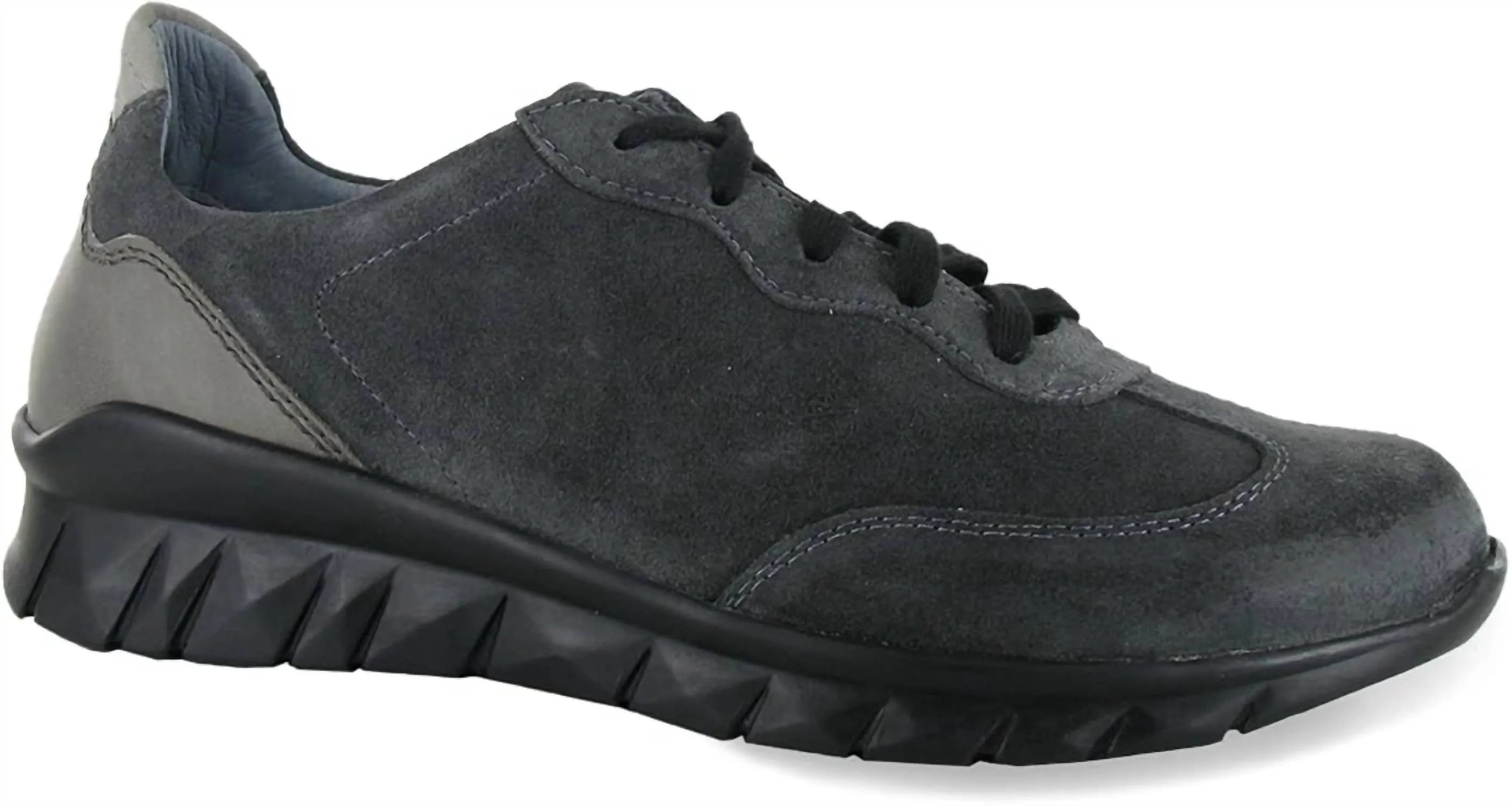 orthopedic insole Women's Infinity Lace Up Shoes In Midnight Black Suede Grey Combo