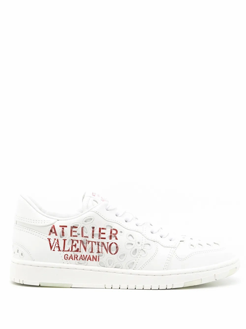 Valentino Garavani Leather Graphic Print Sneakers Ventilated Tongue Design