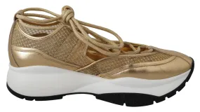 Jimmy Choo en Glamour Mesh Leather Women's Sneakers Athletic Fit Athletic Footwear