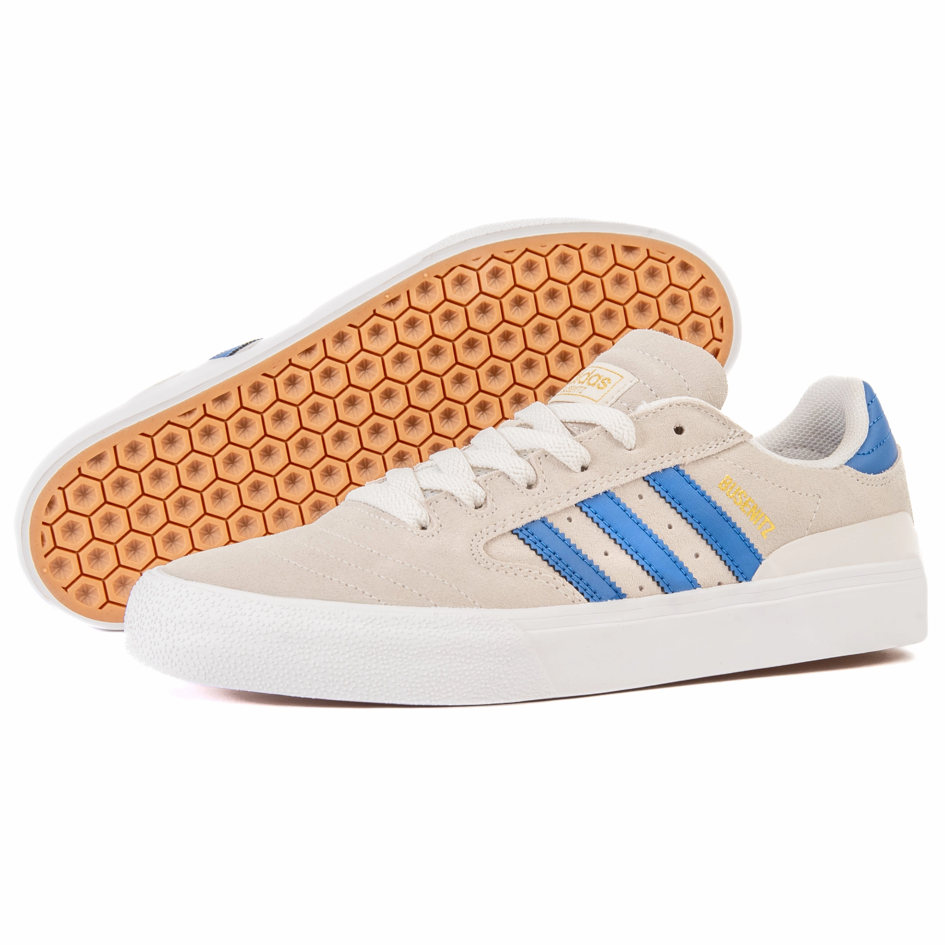 popularity - brand shoes print Adidas - Busenitz Vulc II (Crystal White/Royal Blue/Gold Metallic)