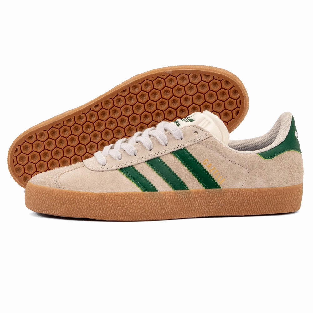 Adidas - Gazelle ADV (White/White/Gum) Comfort-focused design Ankle - collar