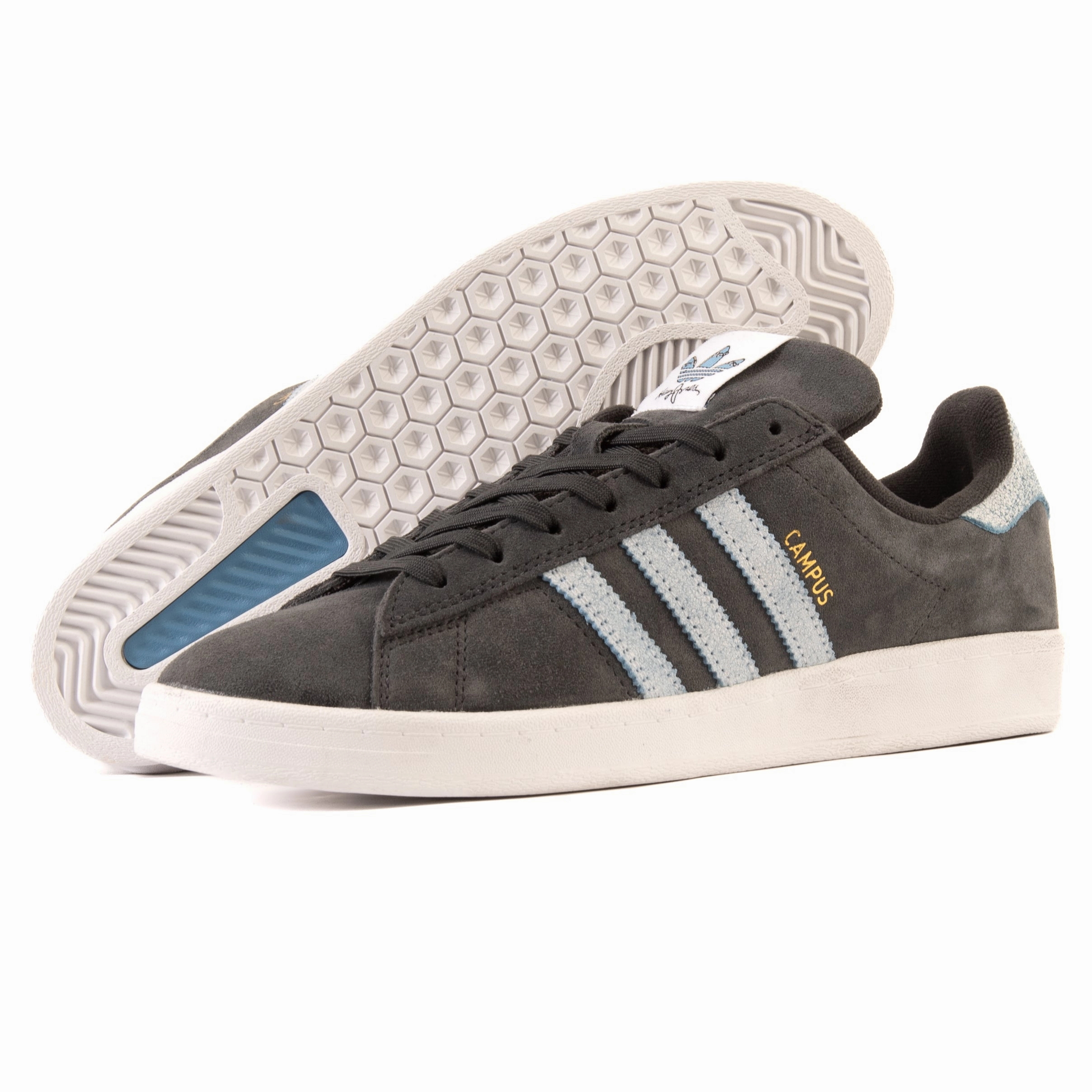 Adidas - Henry Jones x Campus ADV (Carbon/Cloud White/Light Blue) Elastic cuffs beginner running shoes