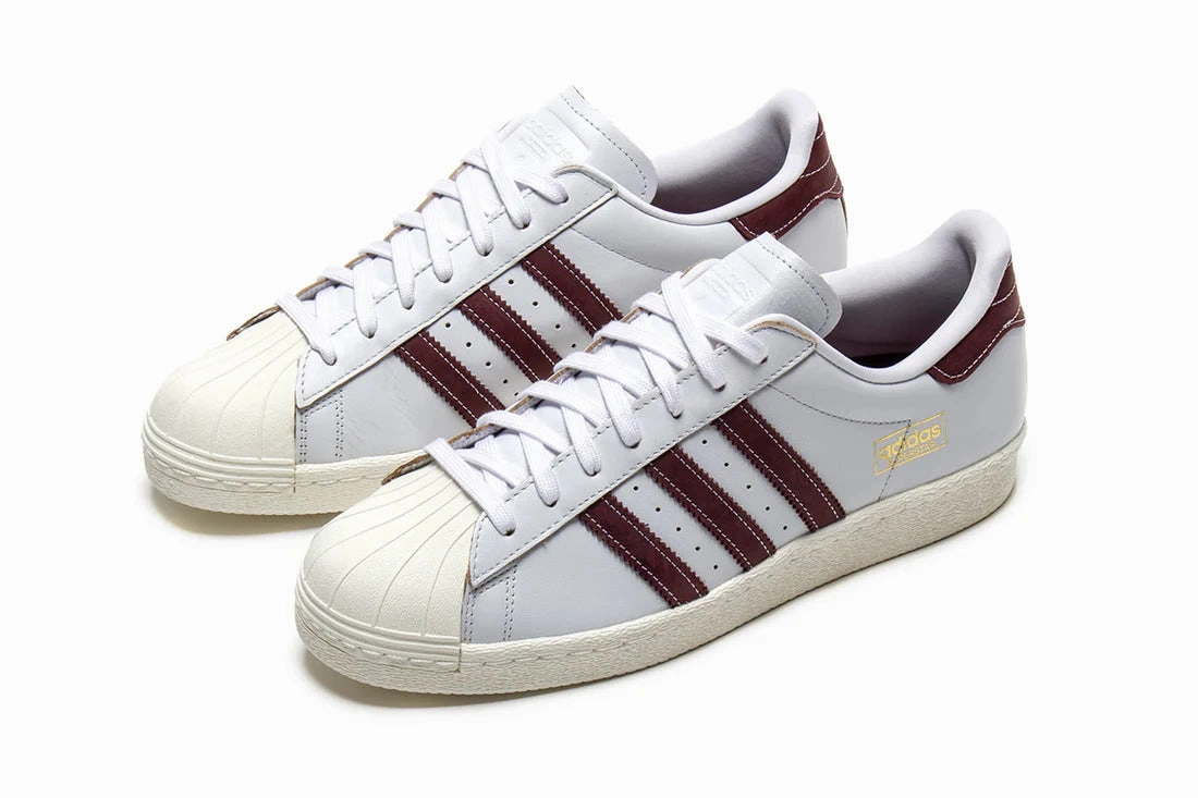 Adidas - Superstar 80 ADV (Crystal White/Shadow Red) Casual Design Ultra Flex Grooves