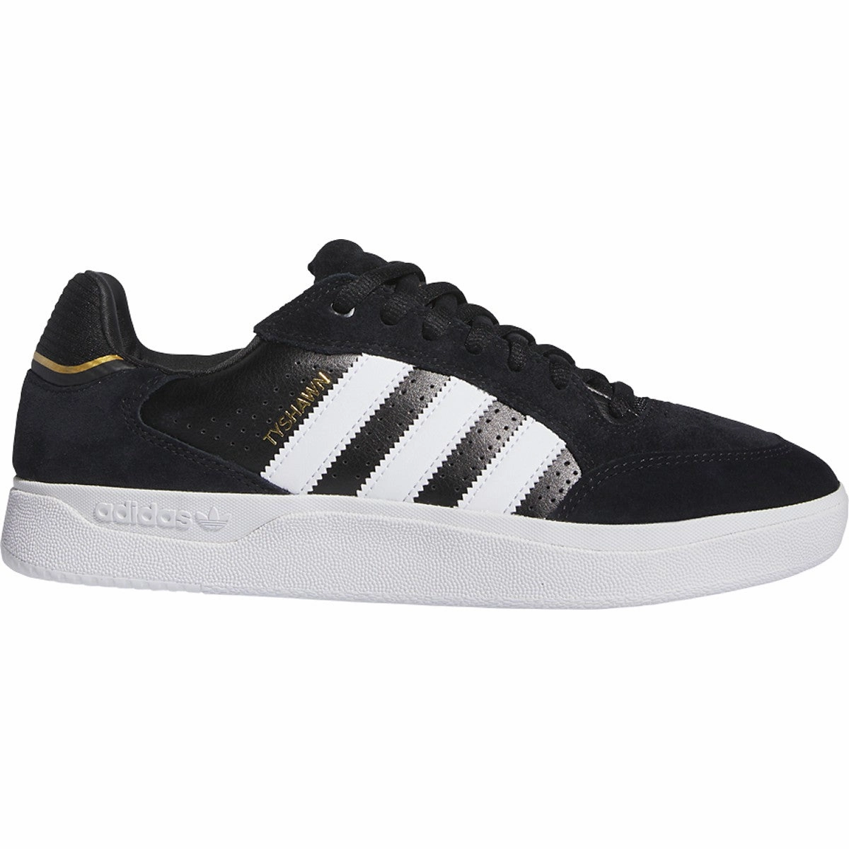 Adidas - Tyshawn Low (Core Black/White/Gold Re-Tooled) *SALE running for social interaction Reinforced Heel Counter