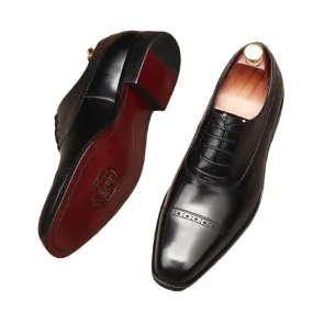 Adigano 2 - Glossy Red Bottom sole Oxford Shoes for Men Semi brogue Reinforced toe Business Elegance