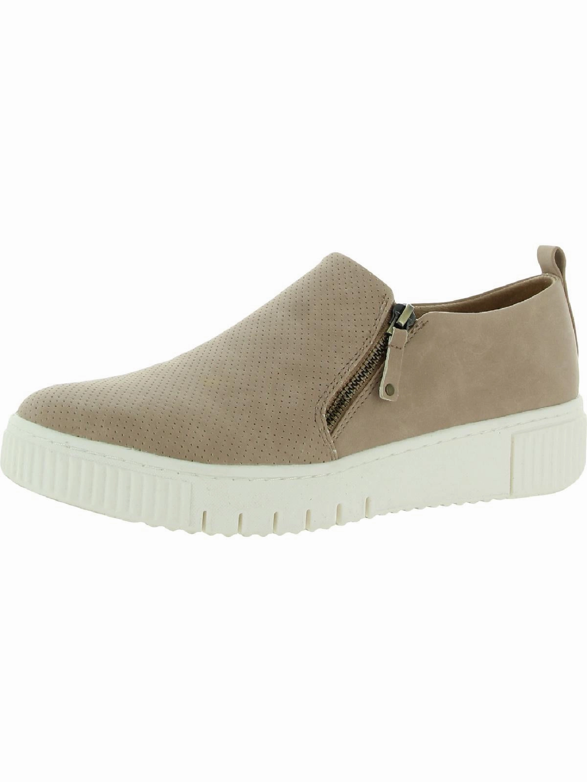 Turner Womens Zipper Slip-On Sneakers Stylish Stripes Neutral Tones