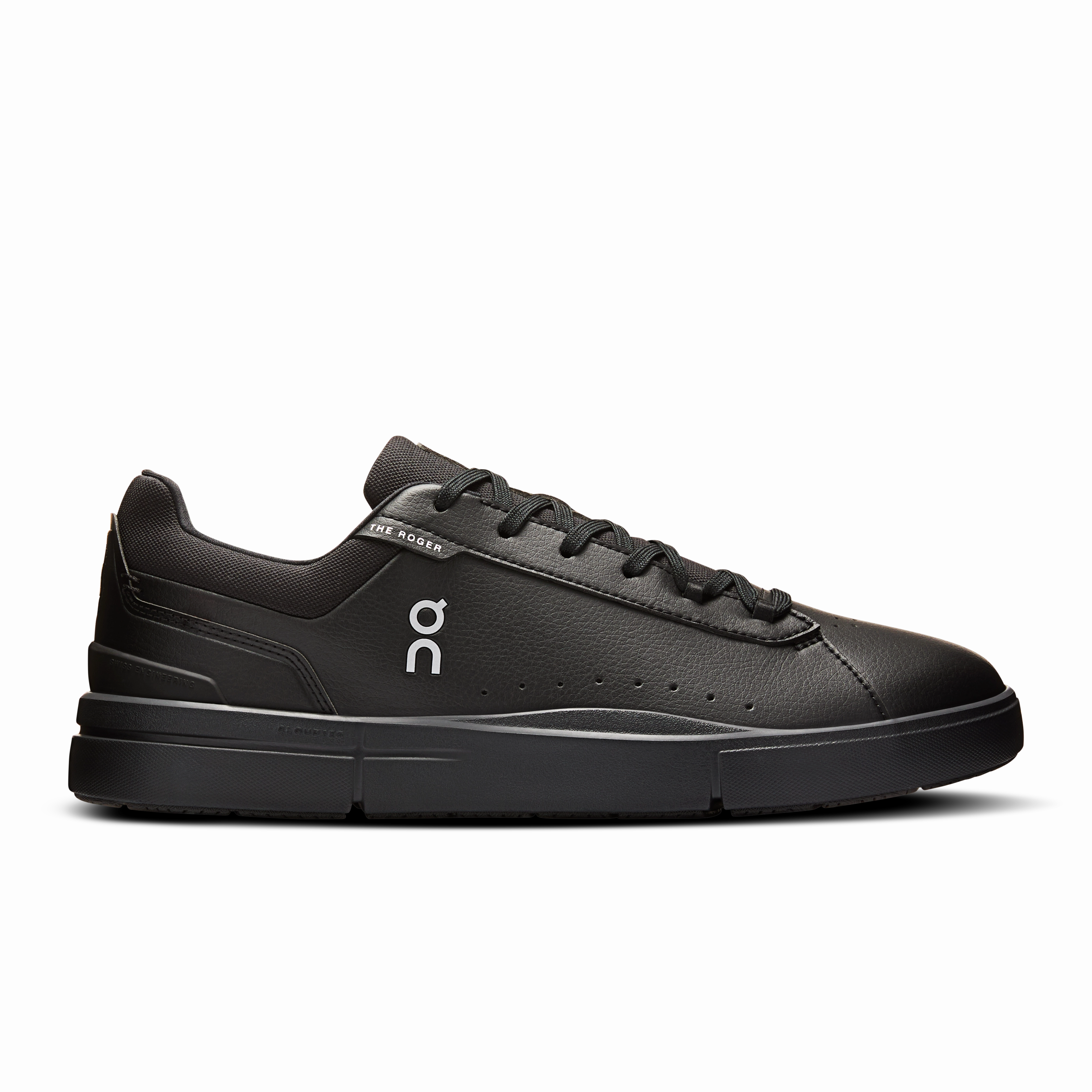 Leather Upper running with a fanny pack On Running Men's The Roger Advantage Shoes - Black / Black
