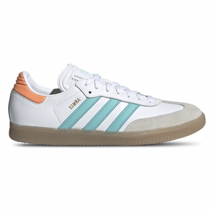grooved - sole shoes Adidas Men's Samba Inter Miami Shoes - White / Easy Mint / Pink