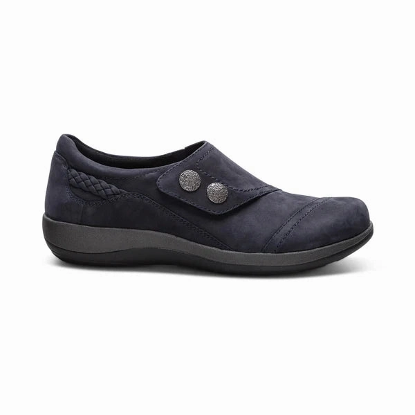 Aetrex Women's Karina Slip On in Navy Cool Look Vacation Ready