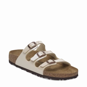 Function First Birkenstock Women's Florida Birko-Flor Sandal in Graceful Pearl White