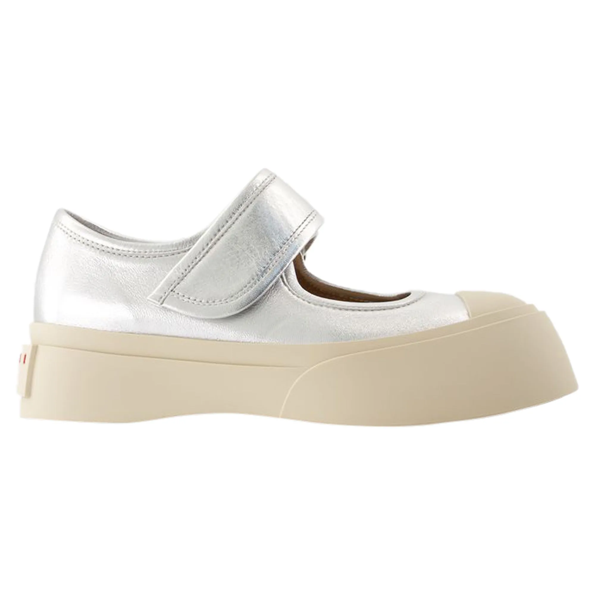 Precision Stitching Compression Molded Lightness Mary Jane Sneakers - Marni - Leather - Silver