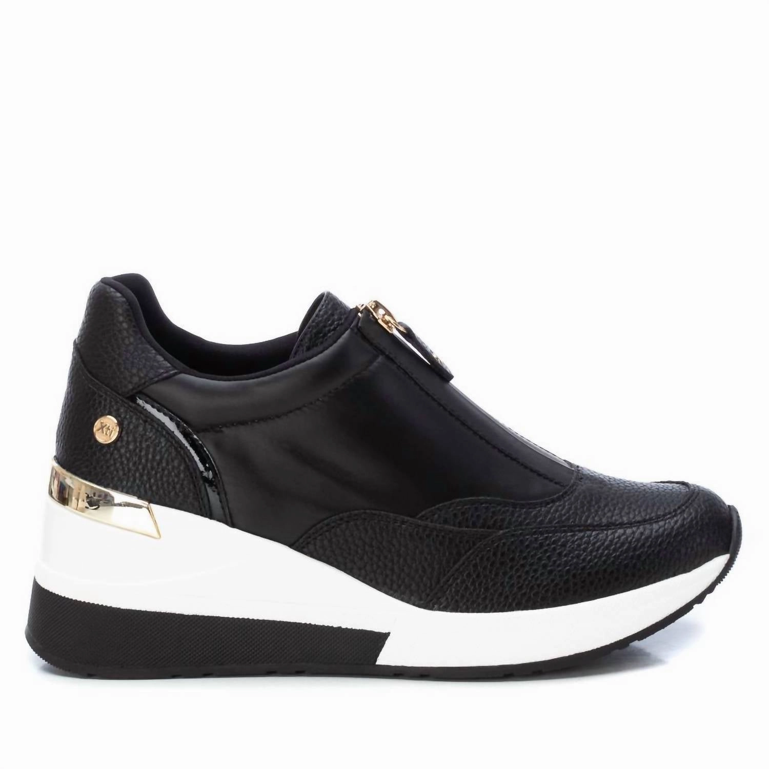 Reflective Breathable mesh design Women's Wedge Sneakers In Black