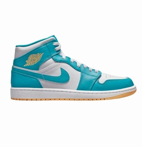 Nike Men's Air Jordan 1 Mid Shoes - Aquatone / White / Celestial Gold Stability frame