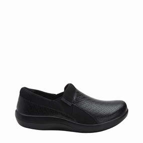 Alegria Women's Duette Slip Resistant Slip On in Black Woven Fast Life