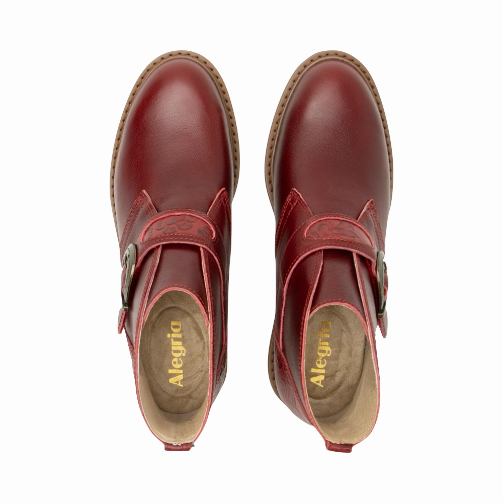 Alegria Women's Mikki Loretta Leather Heeled Boot in Red On Track
