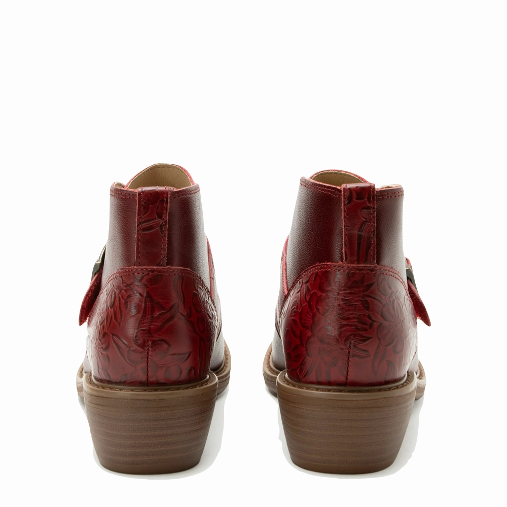 Quiet Traction Minimal Comfort Alegria Women's Mikki Loretta Leather Heeled Boot in Red