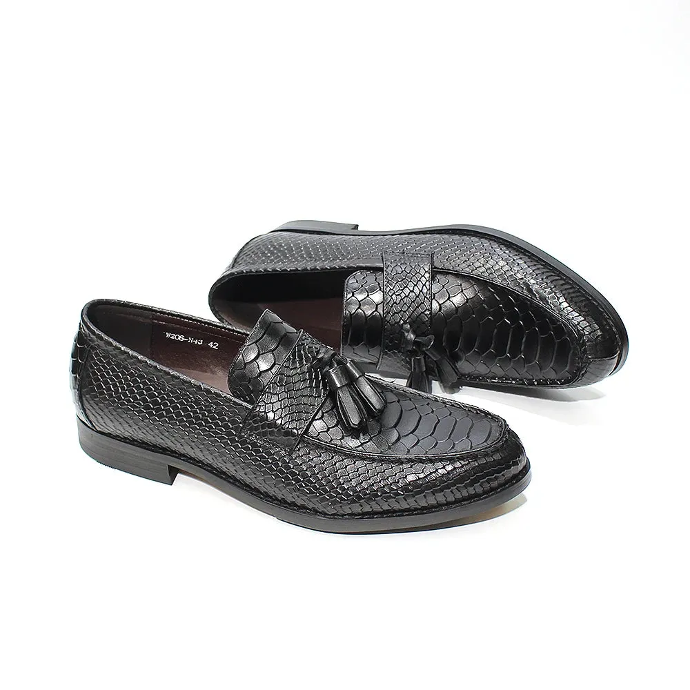 Alino - Alligator print tassel leather loafers for men Water Safe Fair Spot