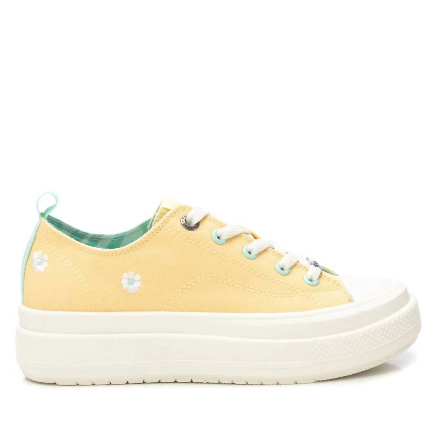 Women's Canvas Platform Sneakers In Yellow Low Profile Midsole