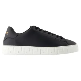 Dual Layer Flex Groove System Sneakers - Versace - Leather - Black