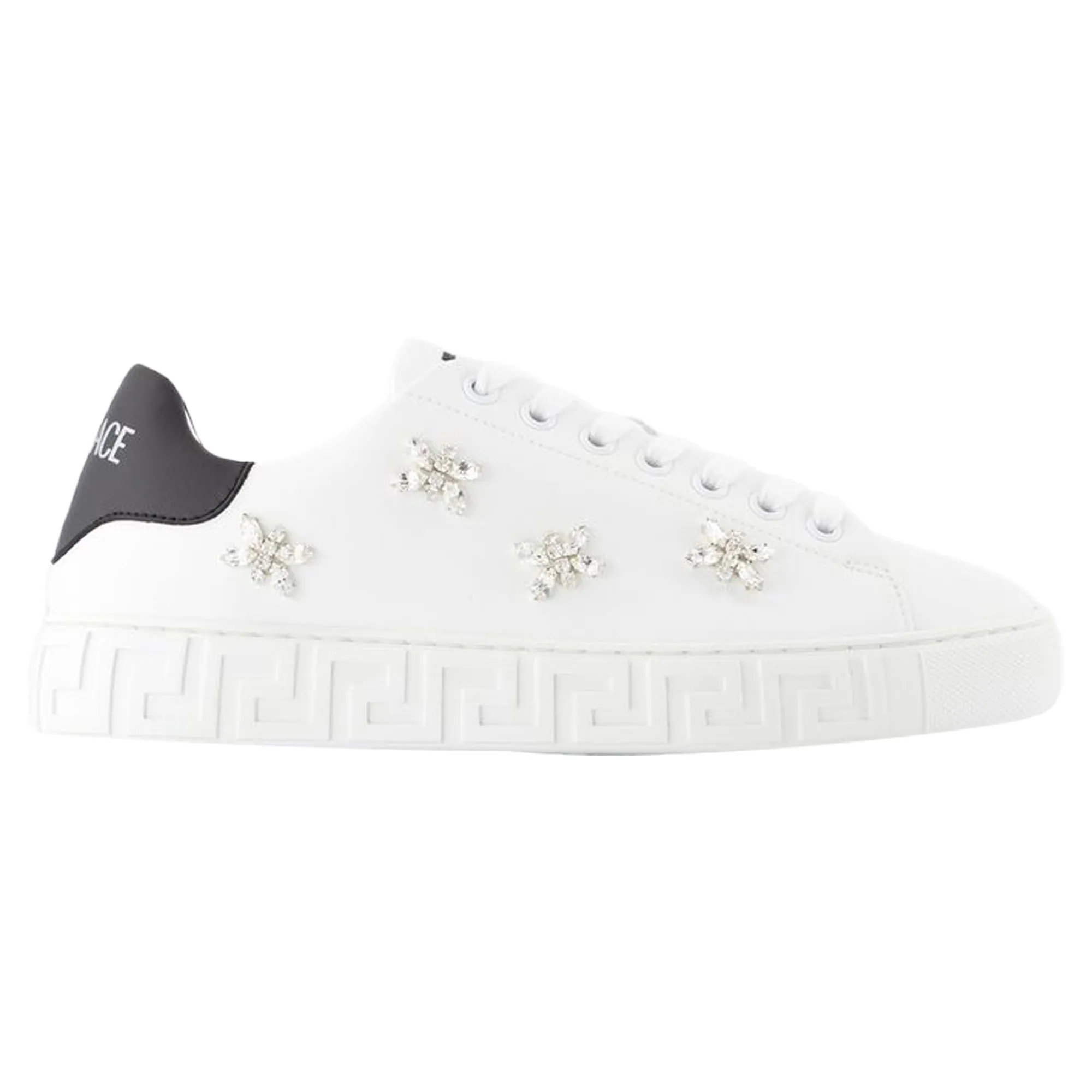 La Greca Sneakers - Versace - Canvas - White Knit Fabric Design