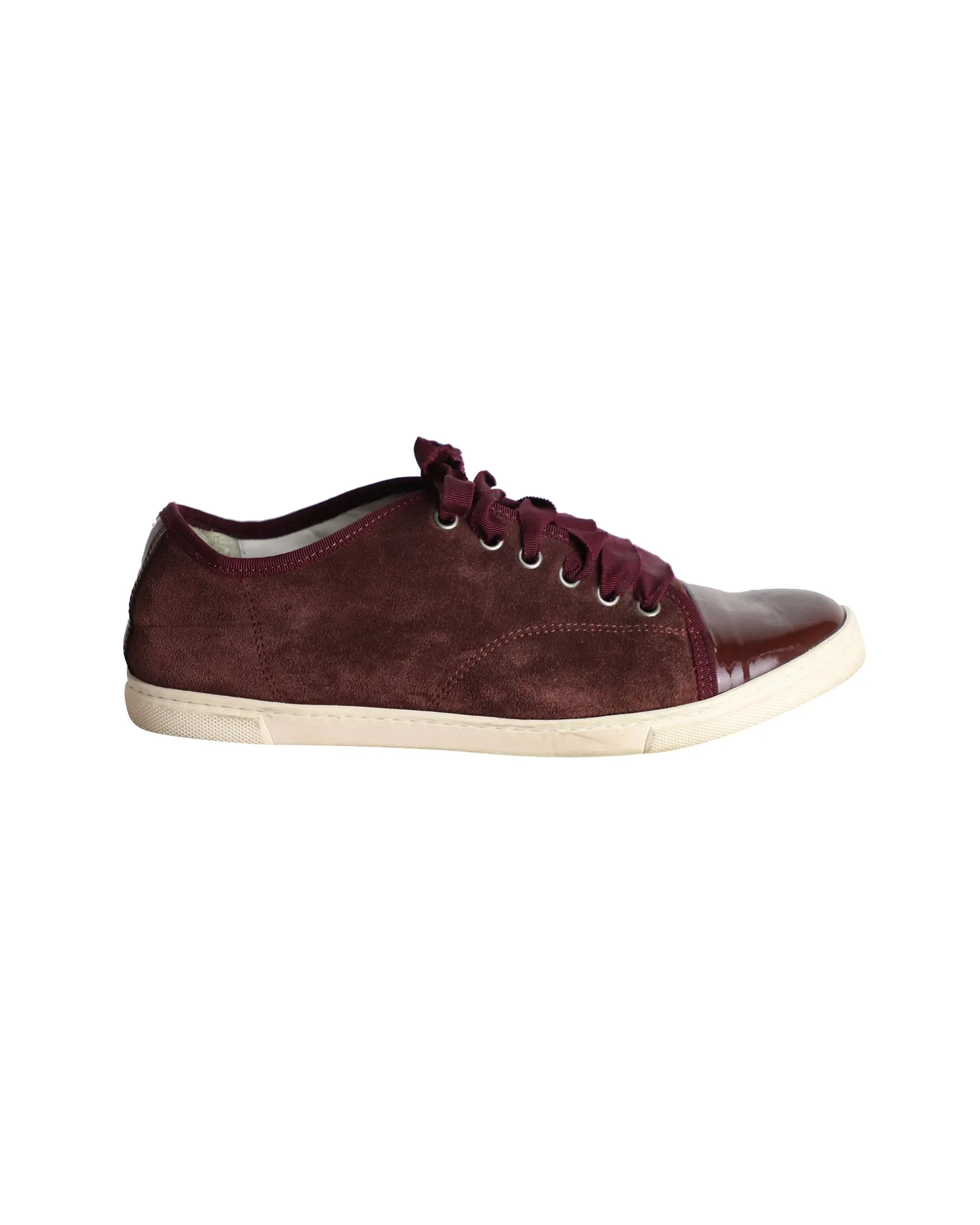 Lanvin Low Top Sneakers in Burgundy Suede Adaptive stability