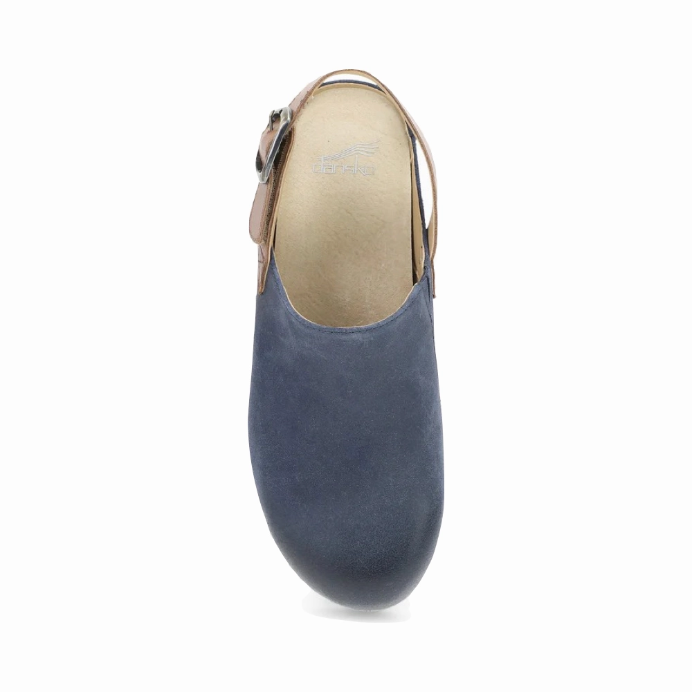 Lifestyle Pick Seamless Edge Dansko Women's Merrin Sling Back Clog in Blue Nubuck
