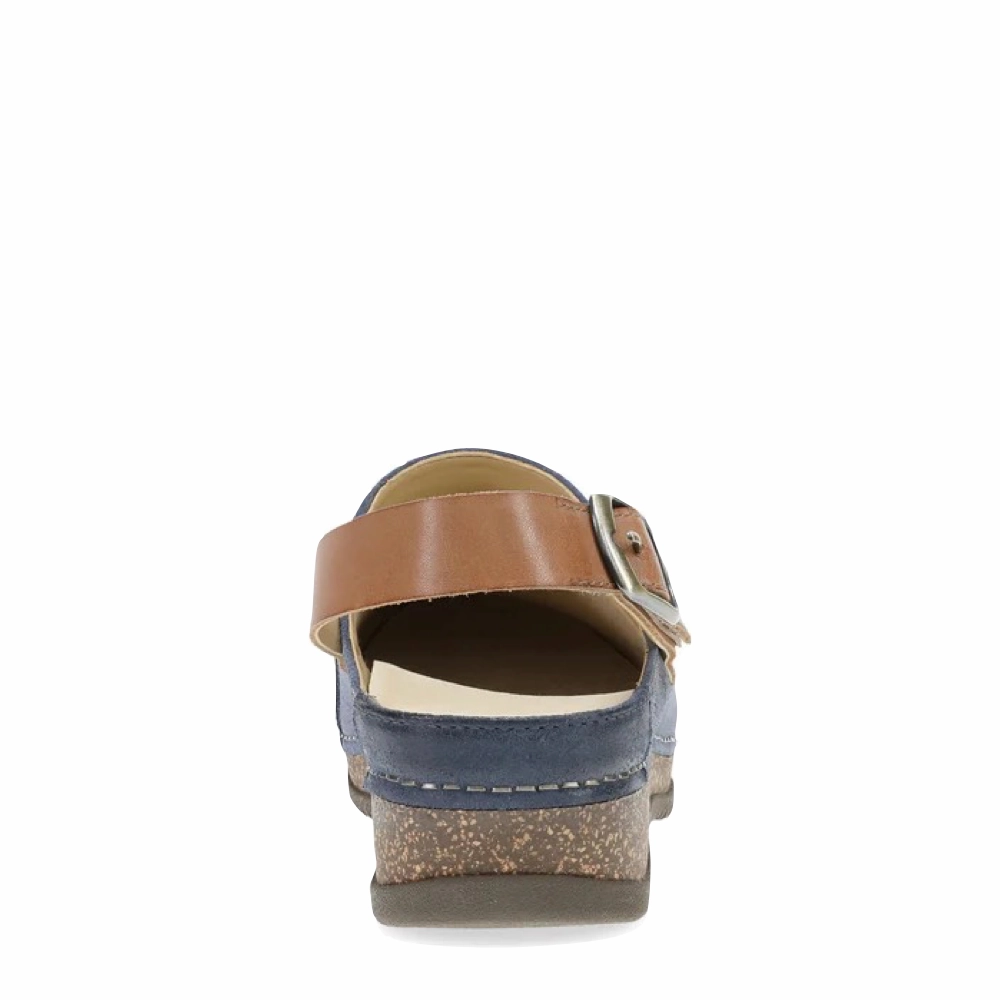 Comfort   padding Relax Movement Dansko Women's Merrin Sling Back Clog in Blue Nubuck