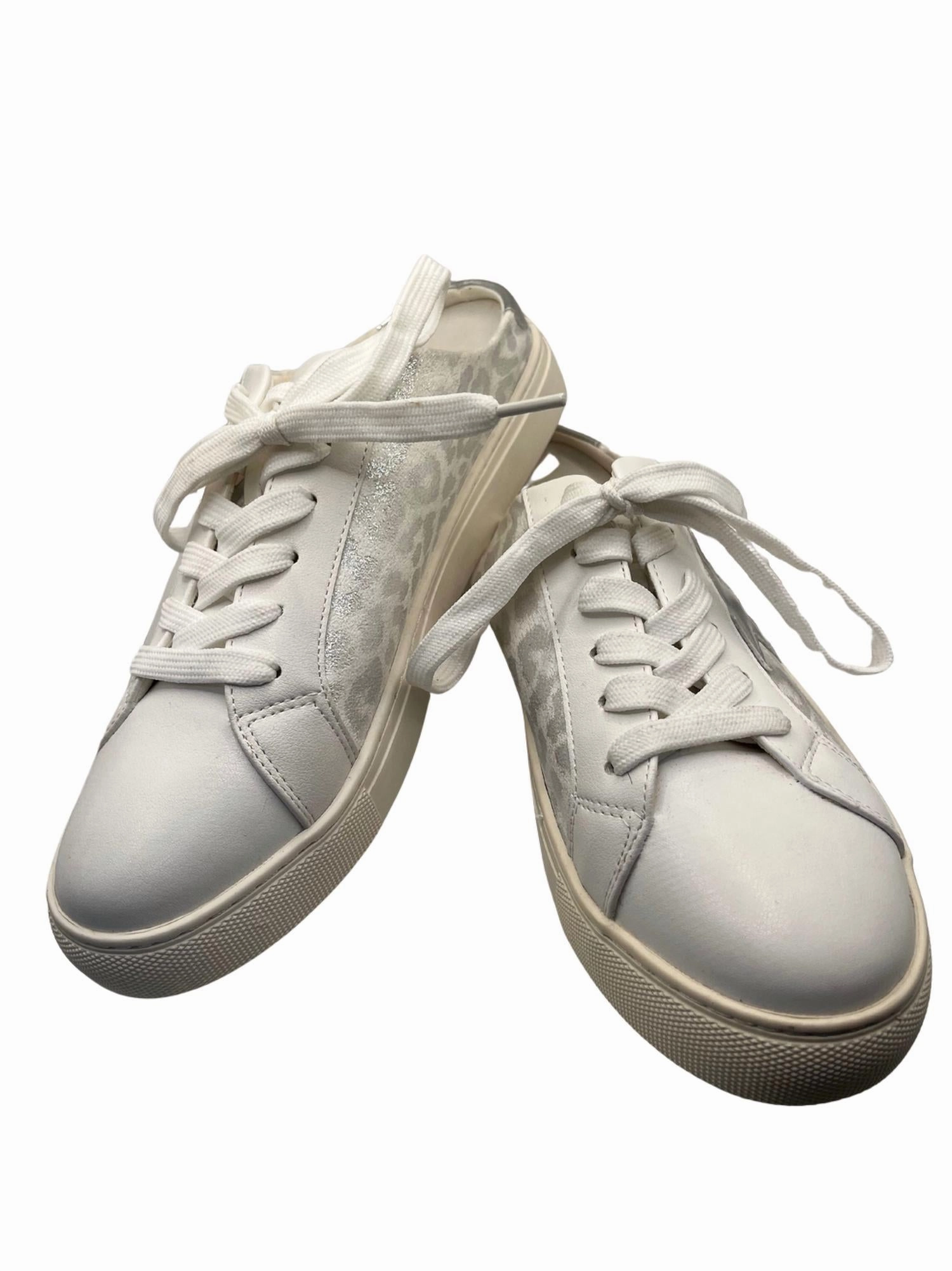 Zip   Up Women Spiked Sneakers In White Leopard