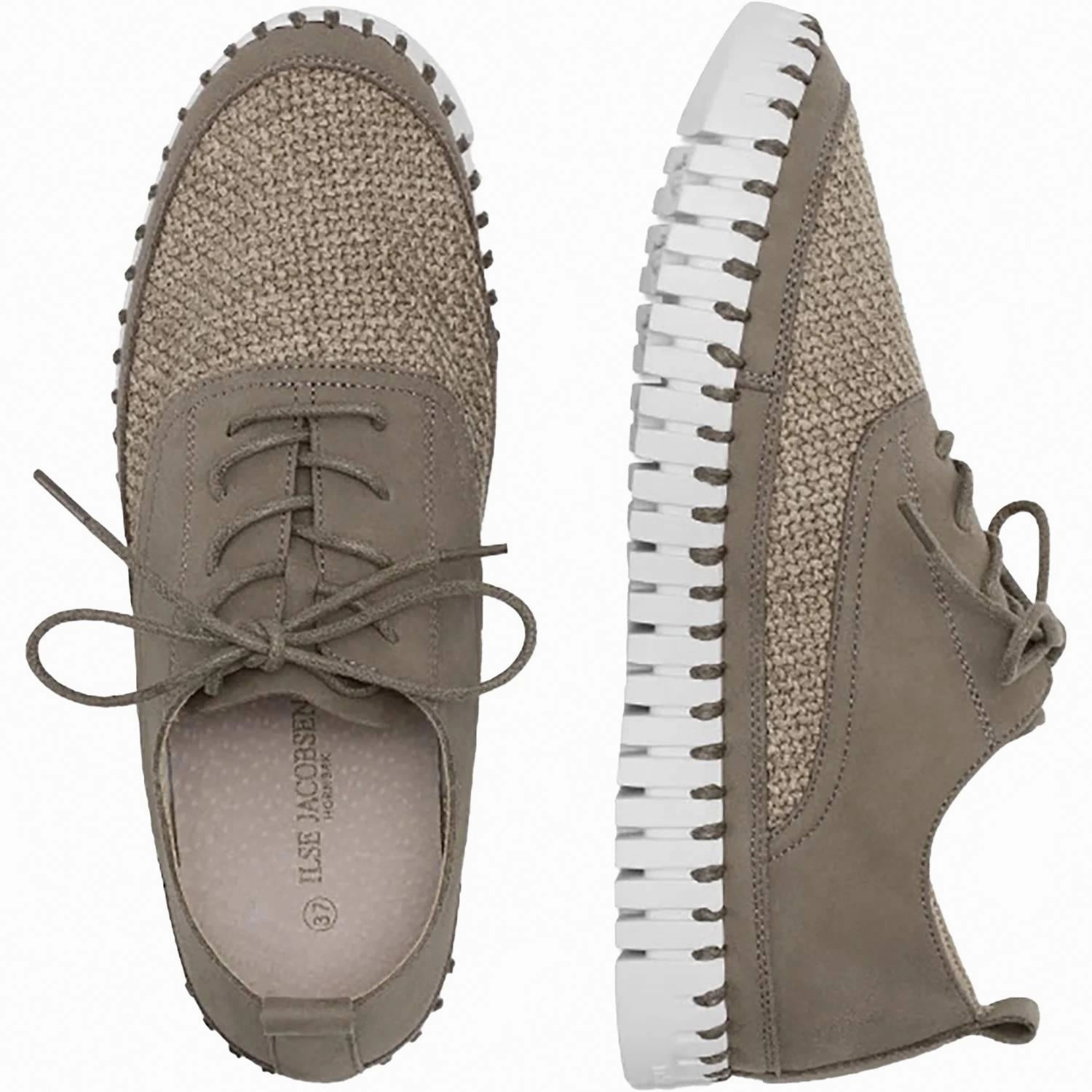 Women Tulip4095 Tie Sneaker In Taupe Cushioned Collar Padding