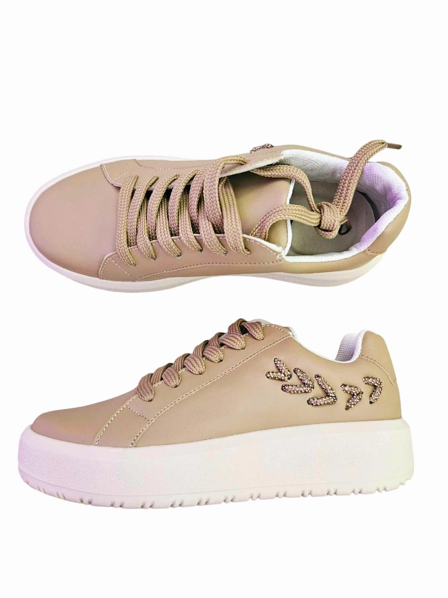 Sneaker Brands Motion Ready Ivy Rhinestone Walk All Day Sneakers In Tan