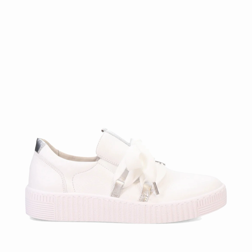 Eco Materials Comfort toe Gabor Women's Bow Sneaker in Weiss White