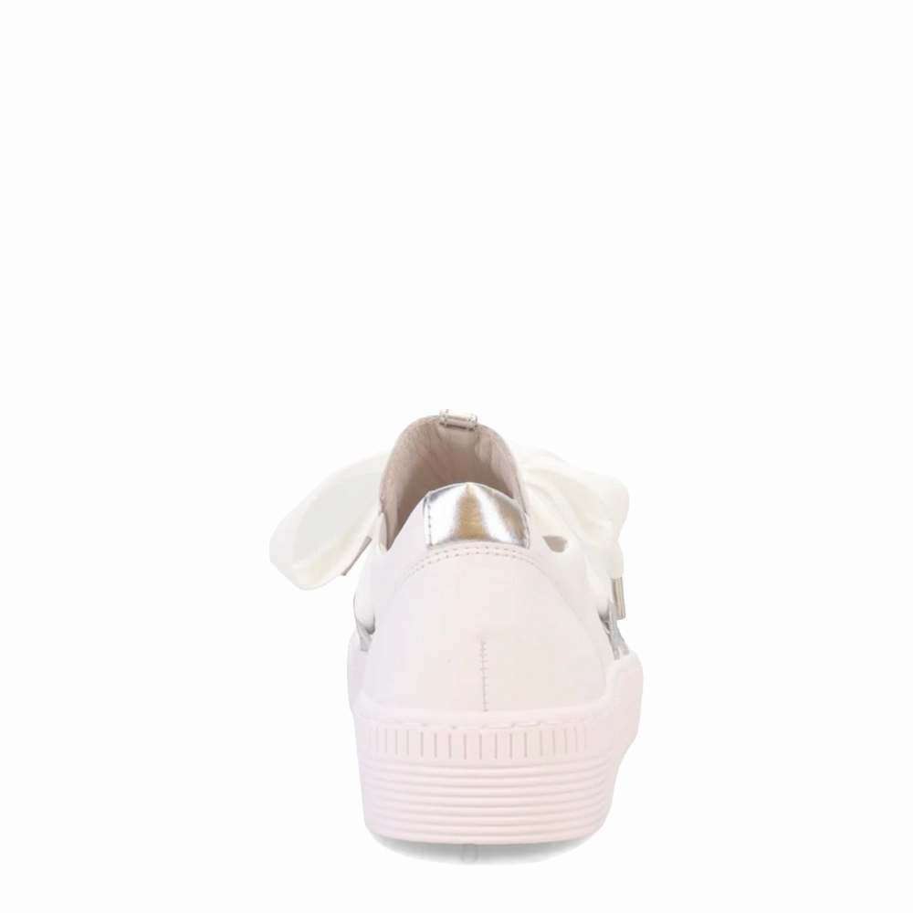 Gabor Women's Bow Sneaker in Weiss White Airflow channels