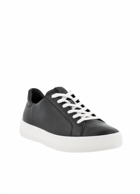 Foam Insert Soft Collar Padding Women??S Street Tray Leather Sneakers In Black