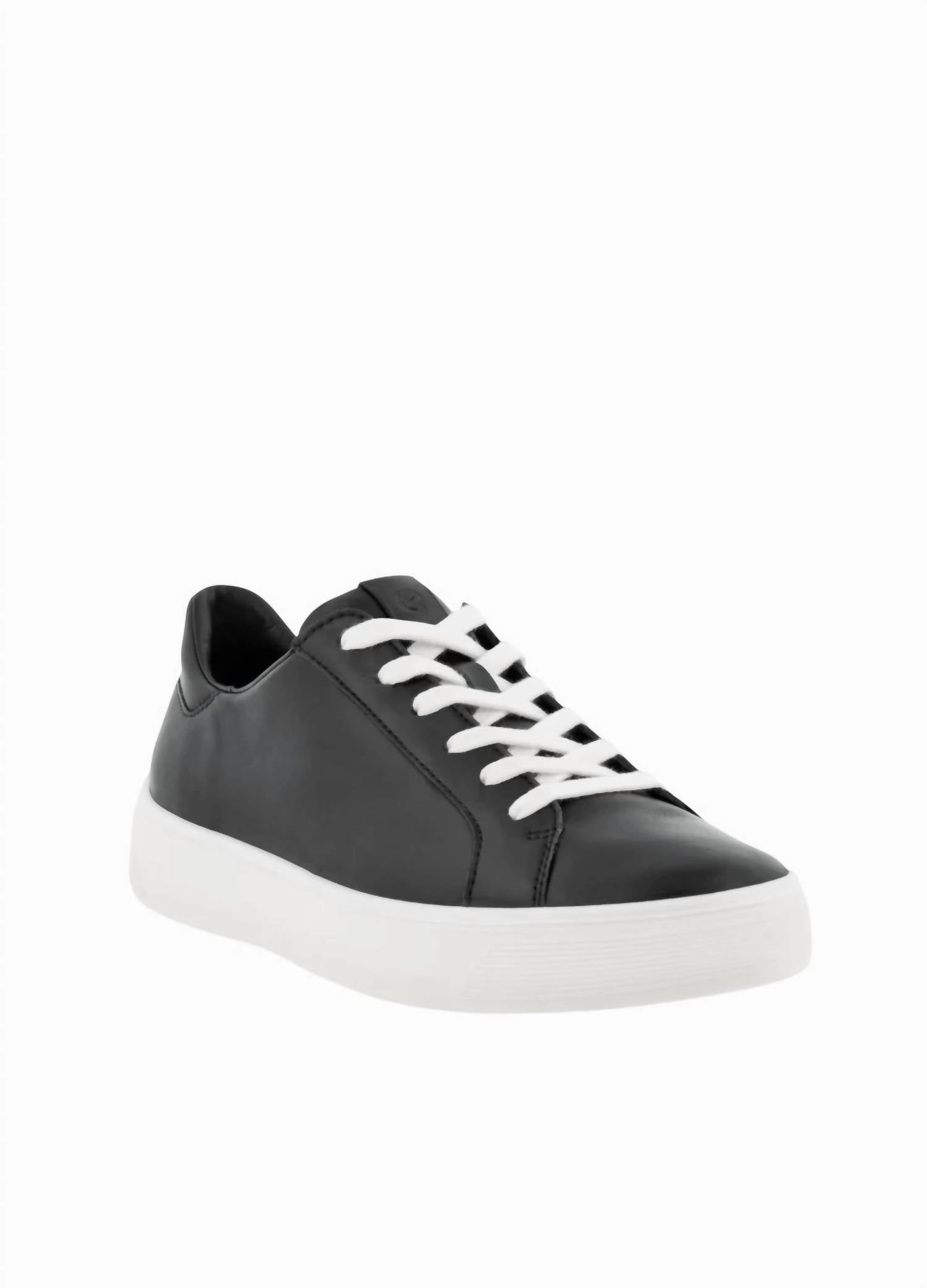 Foam Insert Soft Collar Padding Women??S Street Tray Leather Sneakers In Black