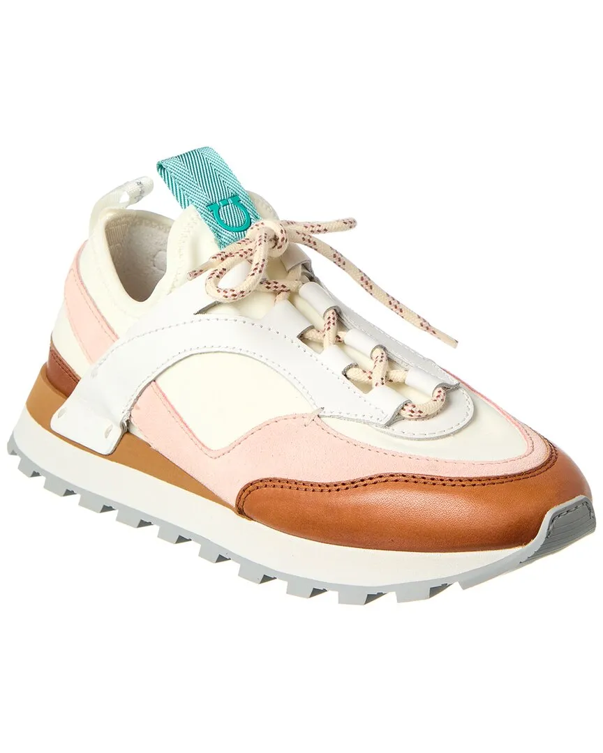 Active Run Ferragamo Indy Leather & Suede Sneaker