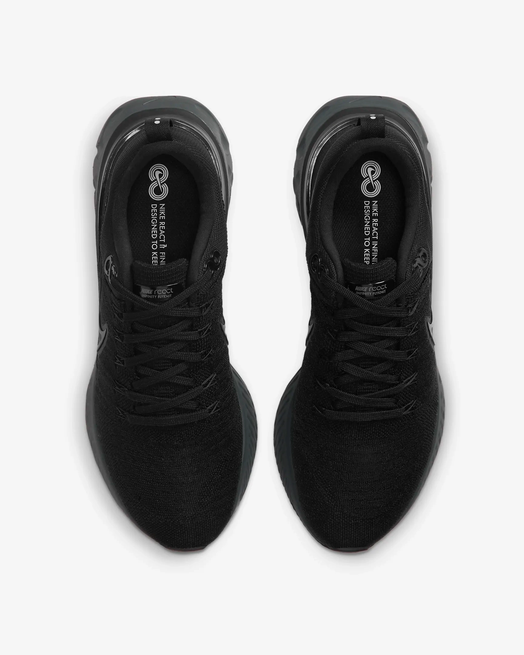 Nike Men's React Infinity Run Flyknit 2 Shoes - Black / Iron Grey Stability Control Tech