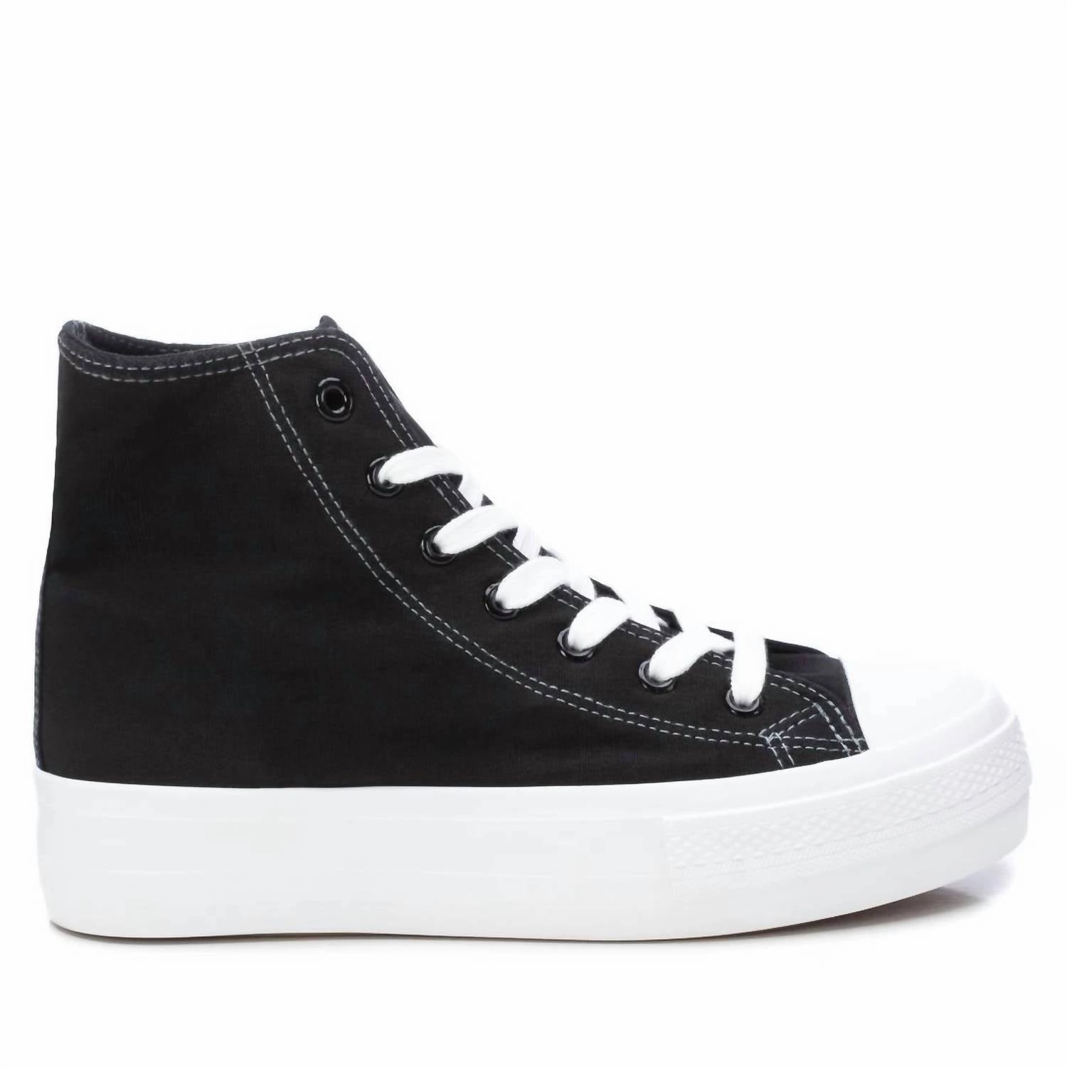 Responsive EVA Dual Layer Foam Women's Canvas High-Top Sneakers In Black