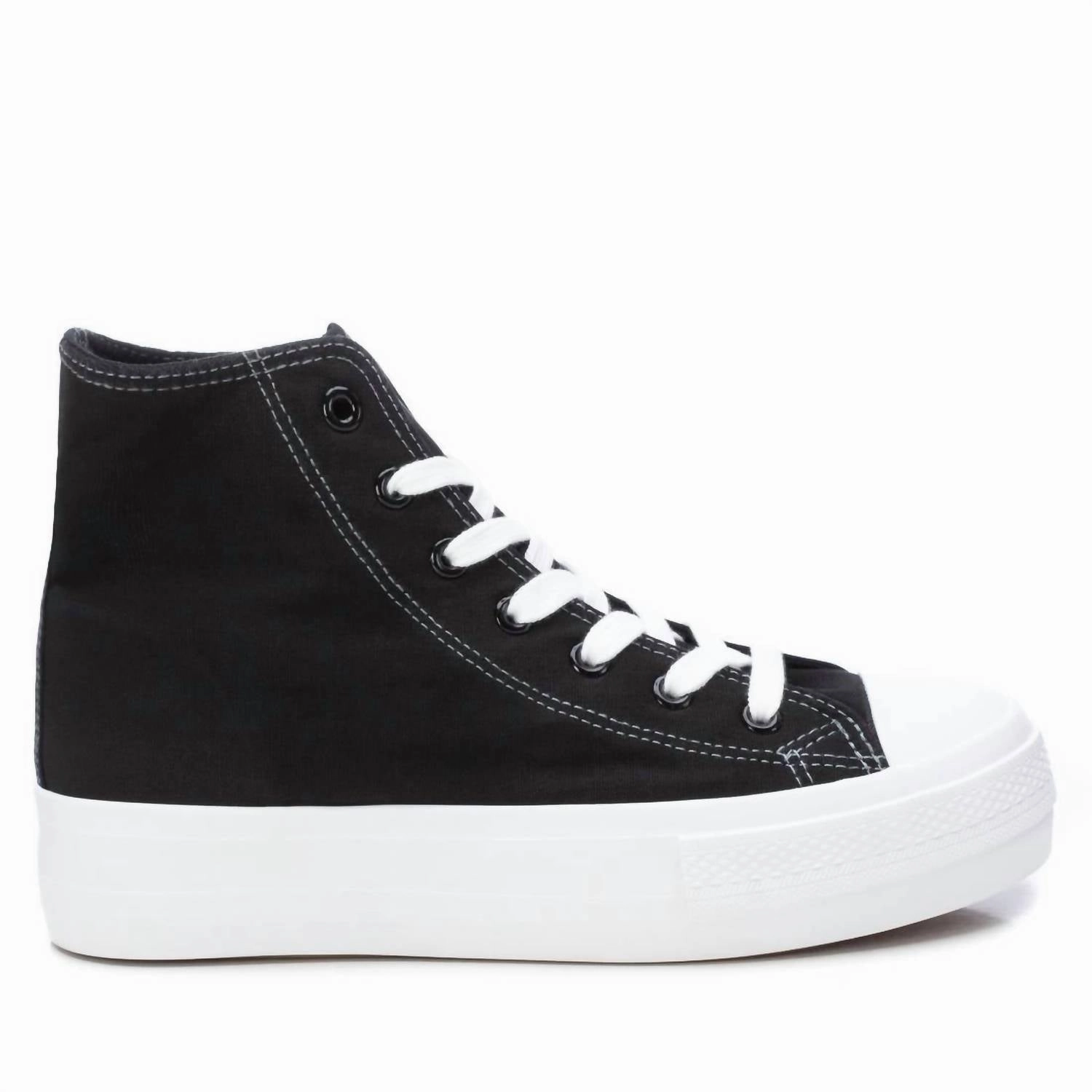 Women's Canvas High-Top Sneakers In Black Non Marking Rubber