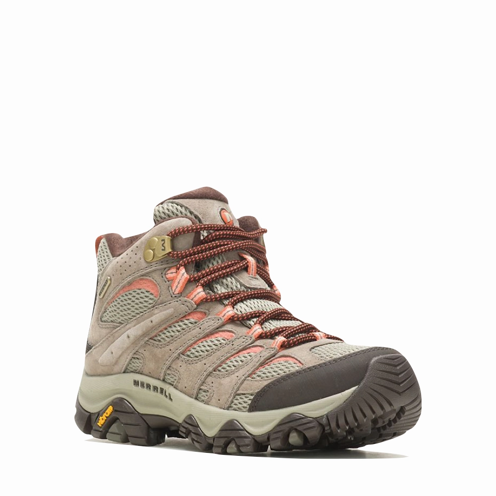 Merrell Women's Moab 3 Mid Waterproof Hiking Boots in Bungee Cord Tan Modern