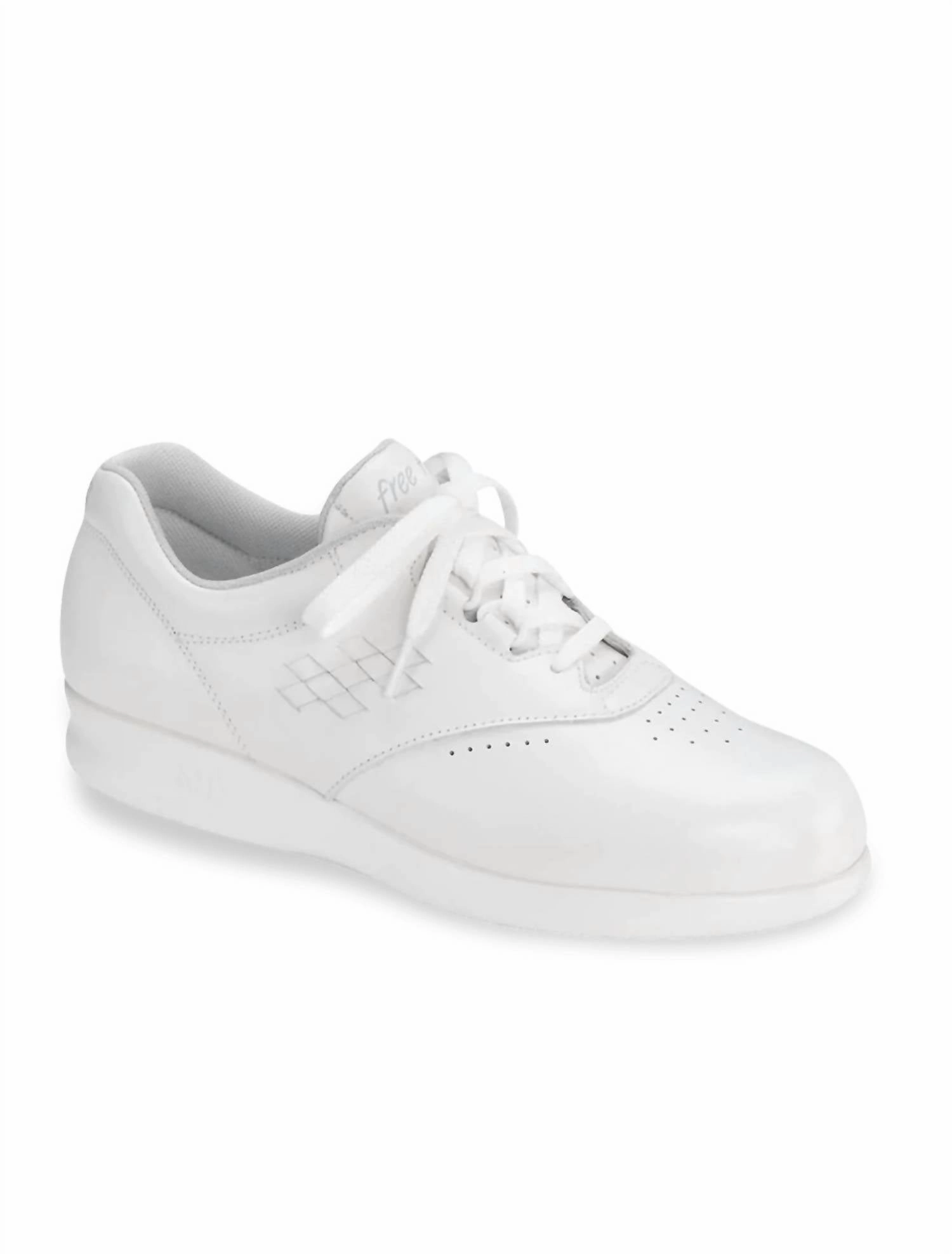 Lace Up Design Clean Lines Women's Free Time Walking Shoe - Medium In White