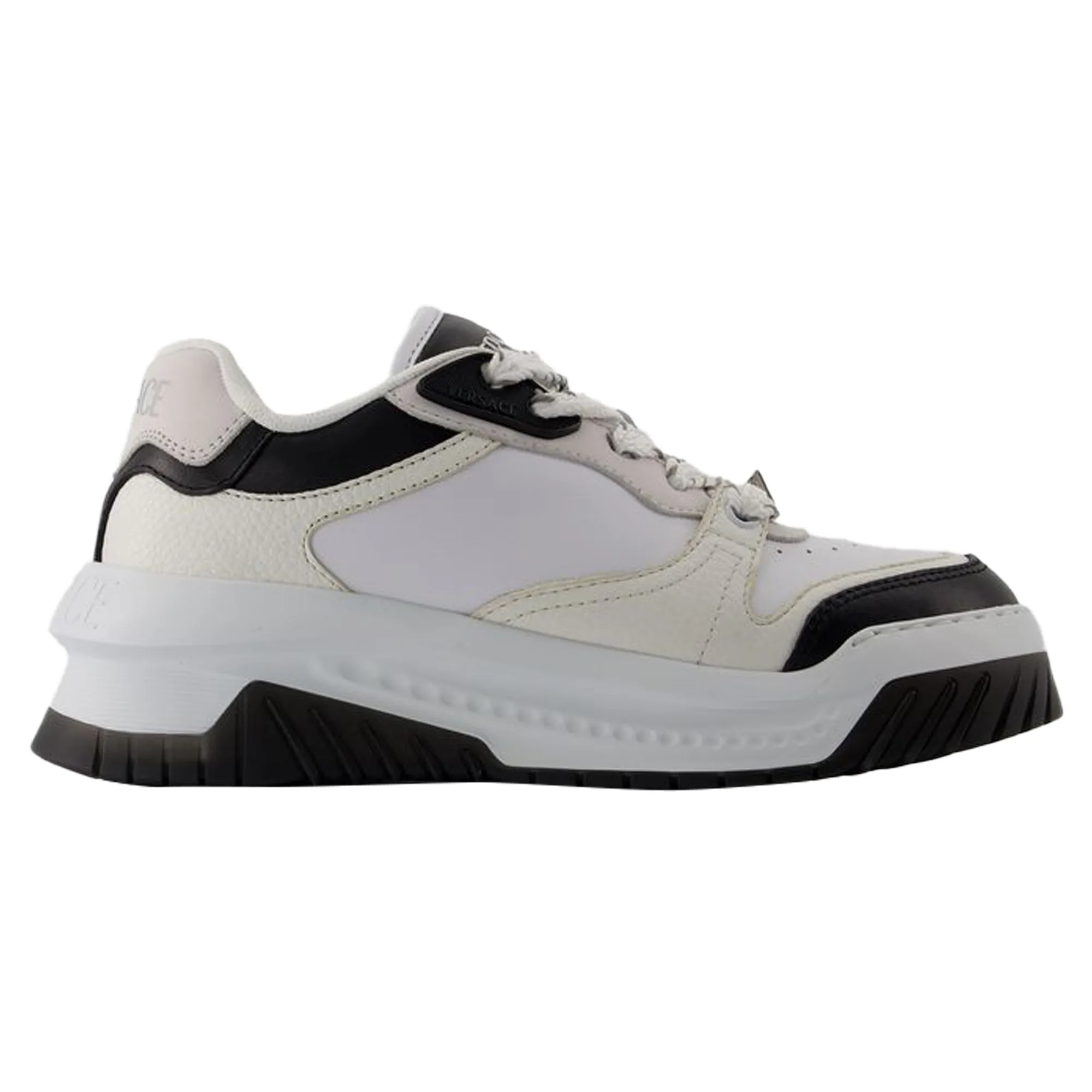 Sneakers - Versace - Leather - Black/White Impact-absorbing design