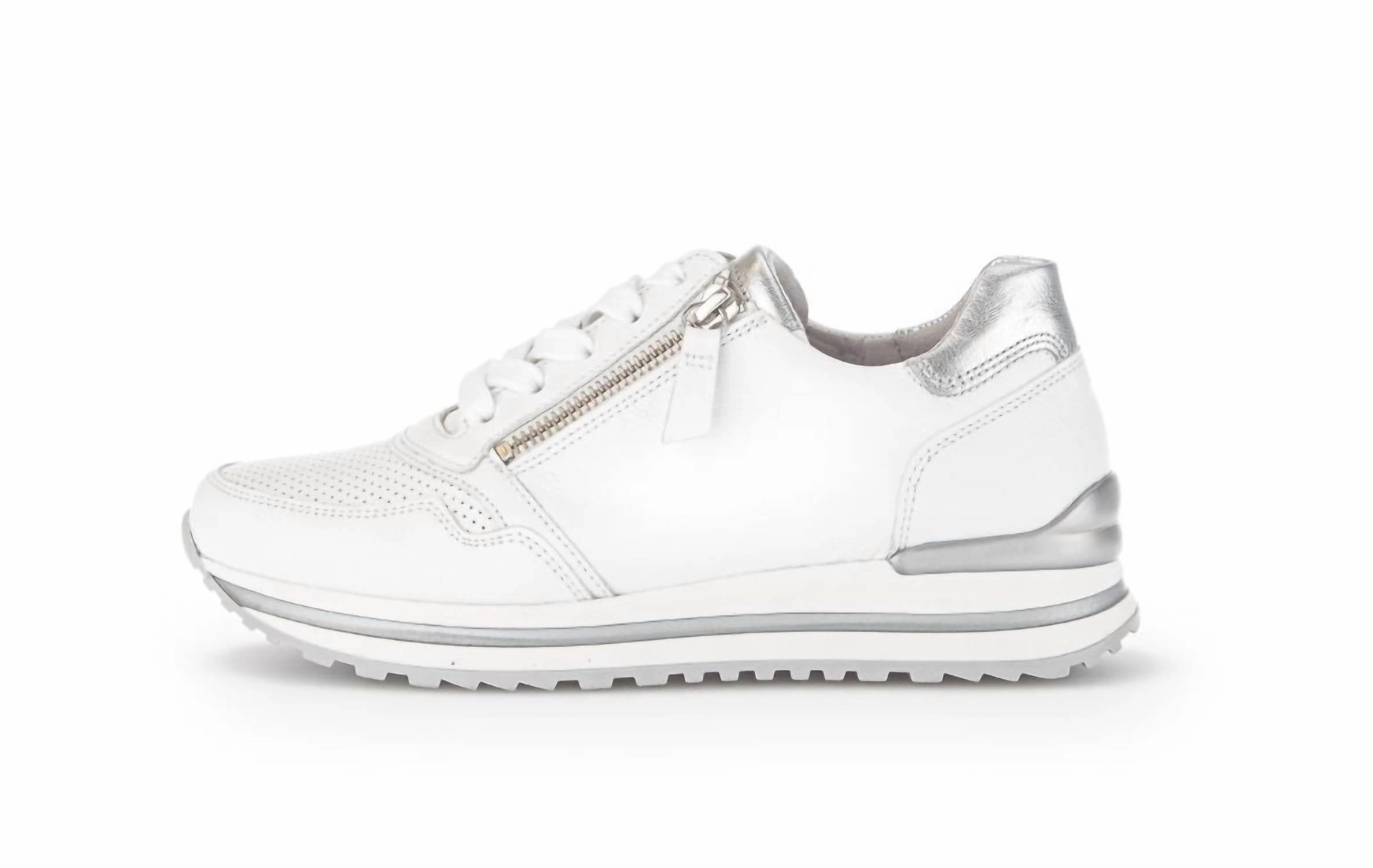 Cushioned Collar Padding All-around cushioning Women's 26.528.5 Zip Sneaker In White/silver