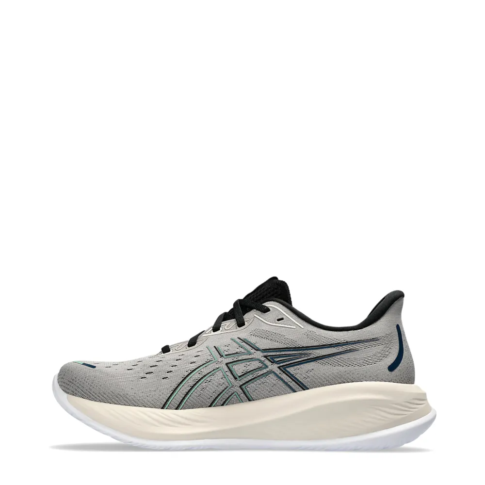 Train Trip Weekend Look Asics Men's Gel-Cumulus 26 Sneaker in Moonrock/Dark Mint