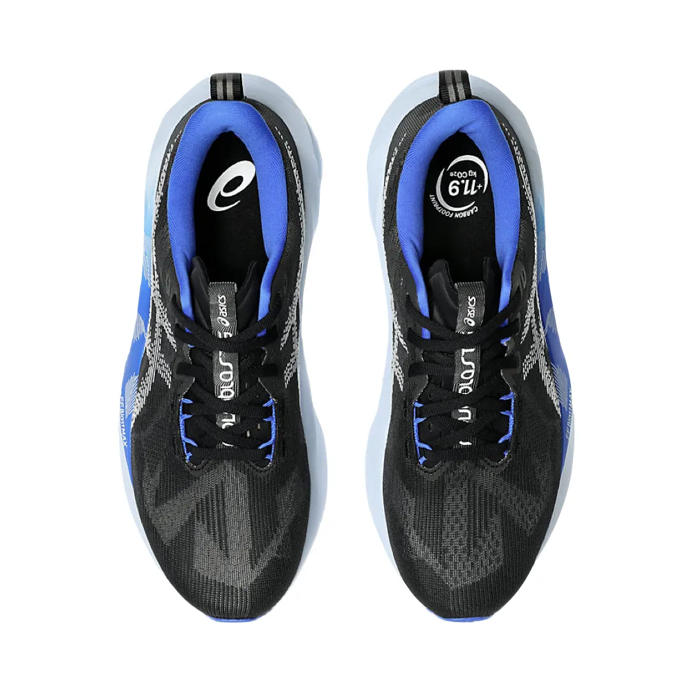 Asics Men's Novablast 5 Sneaker in Black/White Vegan Friendly Materials Functional Design