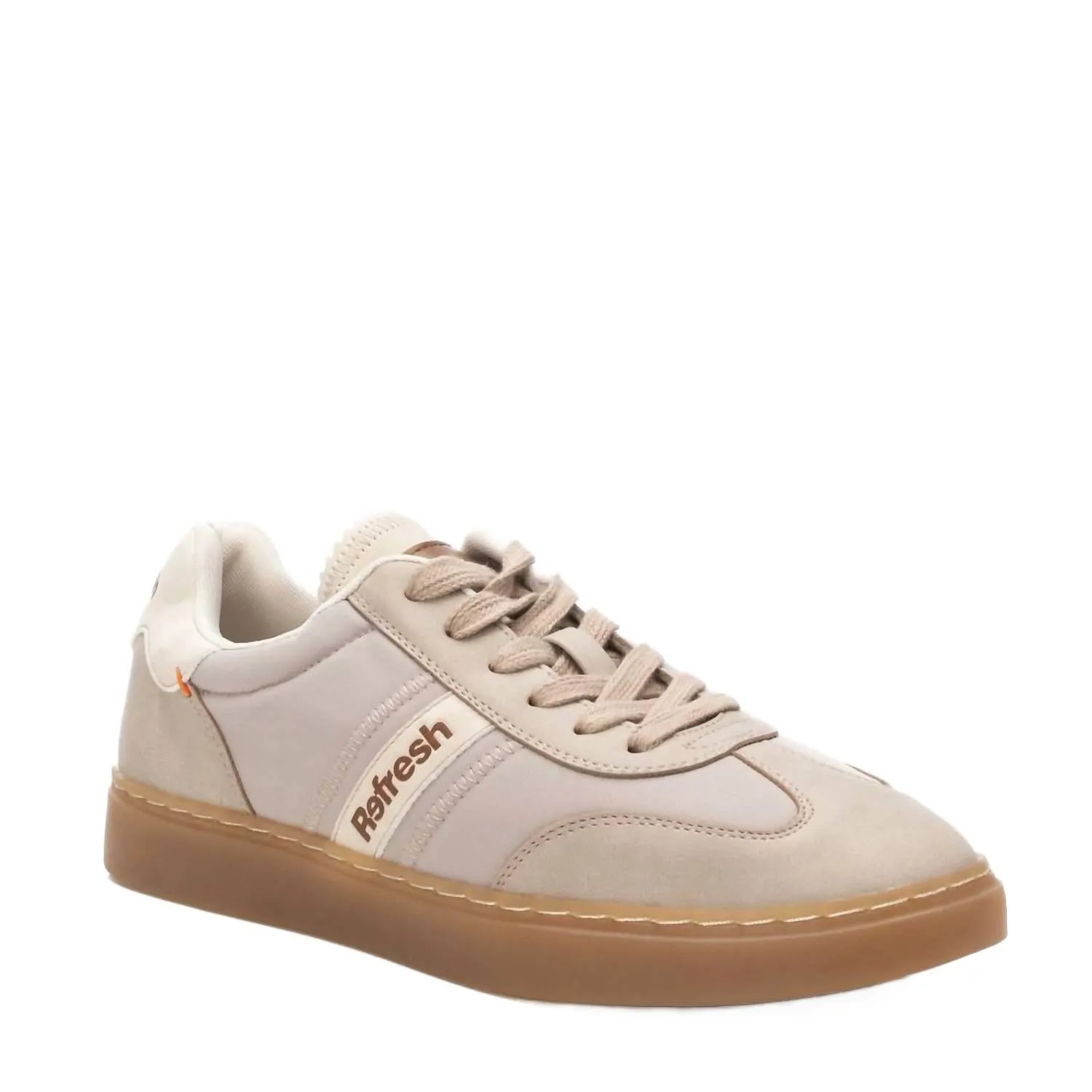 Women's Refresh Lace Sneakers In Taupe Foot Glide Anatomical Contouring