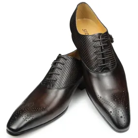 Graduate Oxfords Aubino 2 - Luxury Men's single strap Cap Toe Oxford Shoes (2 patterns design)