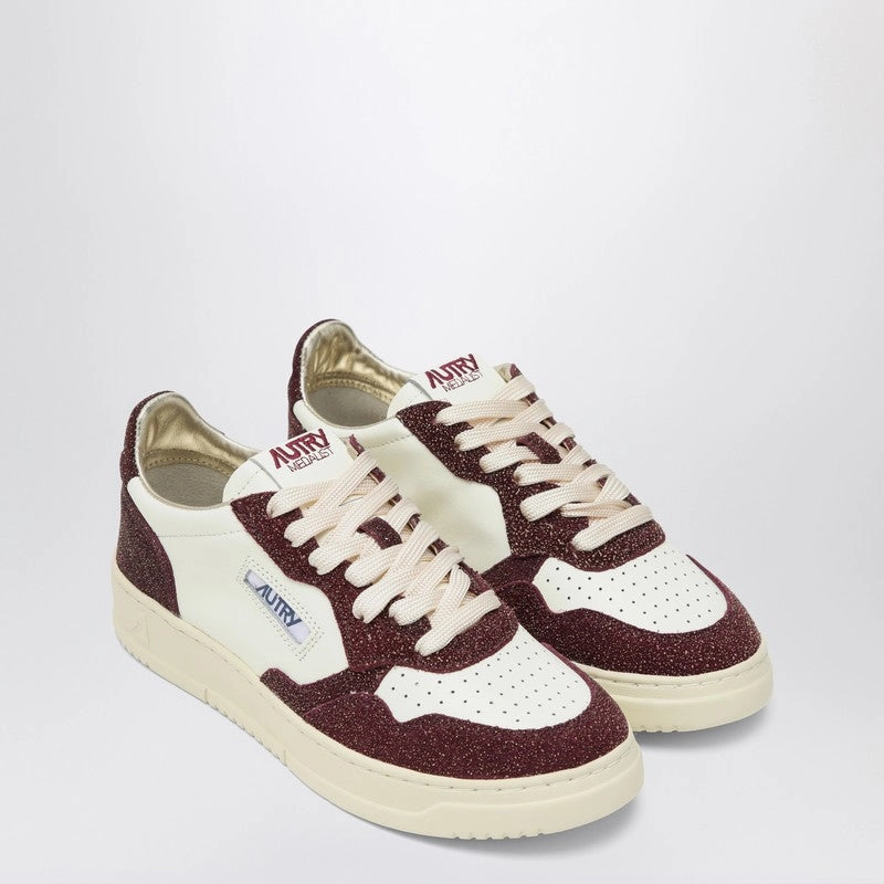 Fashion Essential Autry Women's Sneaker Medalist Marshmallow/Amarone With Glitter