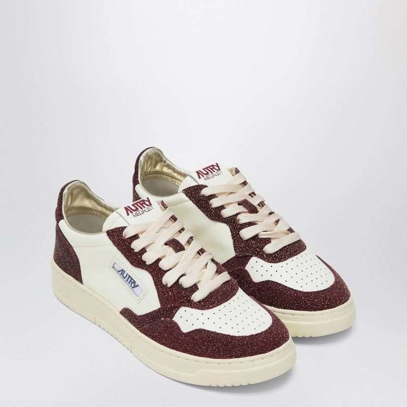 Autry Women's Sneaker Medalist Marshmallow/Amarone With Glitter Lightweight Cushioned Sole Street Trail